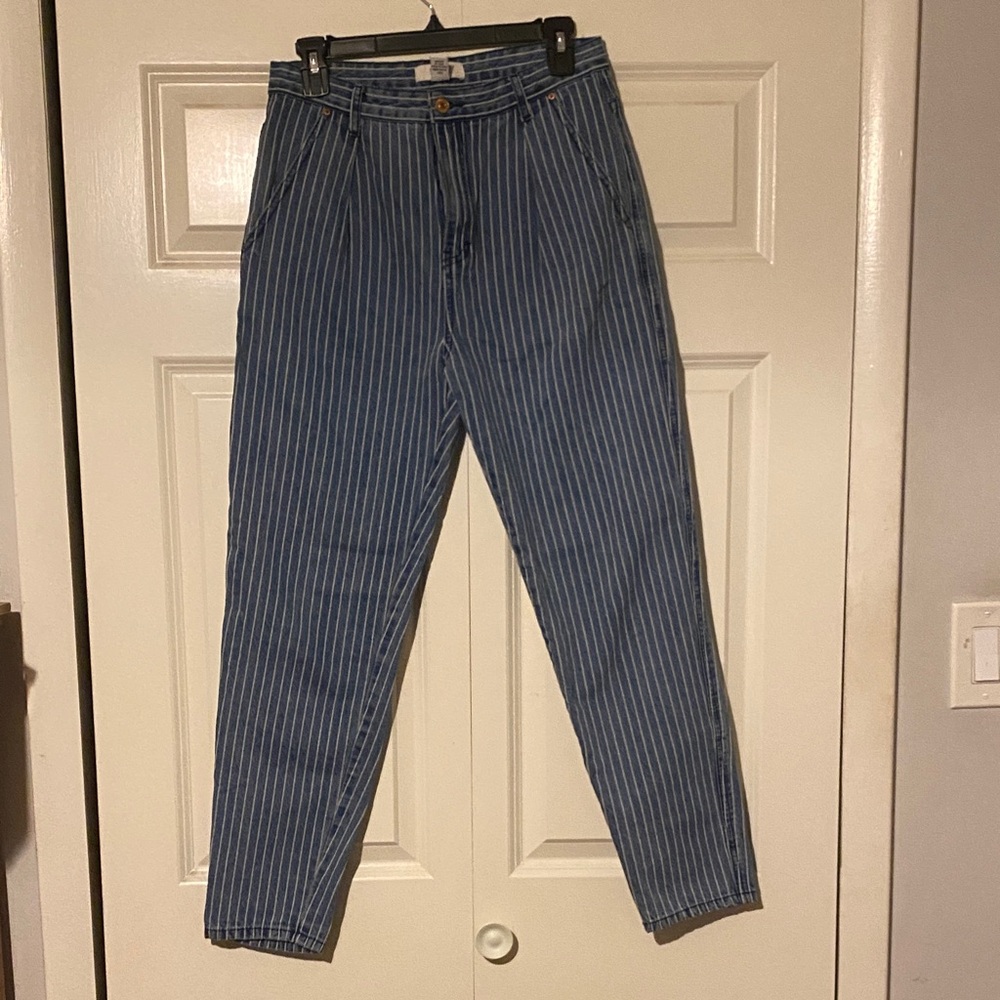 Forever 21 Navy and White Striped Jeans